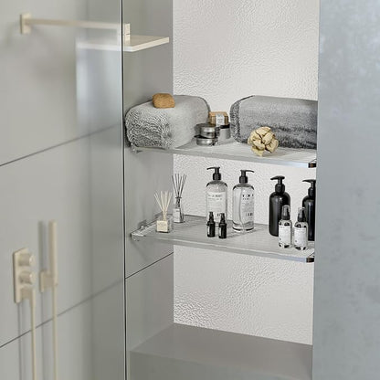 Adjustable Closet Shelve Divider,Rod Expandable Metal Hanging Shelf Closet Separator for Closet,Cabinet,Wardrobe,Cupboard Bathroom,Bedroom(Silver,7.9" D x 17"-31" W,1PCS)