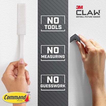 Command and 3M Claw Picture Hanging Kit, 10 lb Medium Picture Hanging Strips 8 Pairs (16 Strips) and 45, 25, & 15 lb 3M Claw Picture Hangers, Hanging Picture Frames for Home Decor and Room Decor