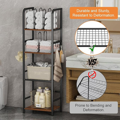 Snughome Towel Rack Free Standing 4-Tier M-Shaped Detachable Dividers, Metal Towel Storage Shelf for Bathroom, Pool Towel Rack Holder, Space-Saving Storage Organizer, Modern Bath Towel Storage Holder
