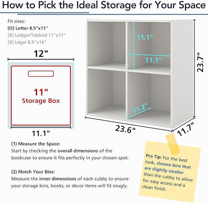 Homes: Inside + Out Apexa 4-Tier Cube Storage Organizer Shelves, Stackable Wood Bookcase Fits Cubby Bins for Organization, Dorm Teen Room Decor & Home Office, Light Pink
