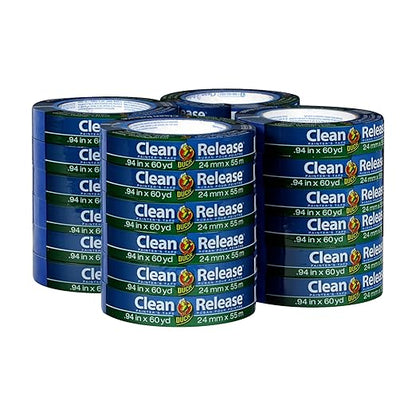 Duck Clean Release Blue Painter's Tape 1-Inch (0.94-Inch x 60-Yard), 24 Rolls, 1440 Total Yards, 284371