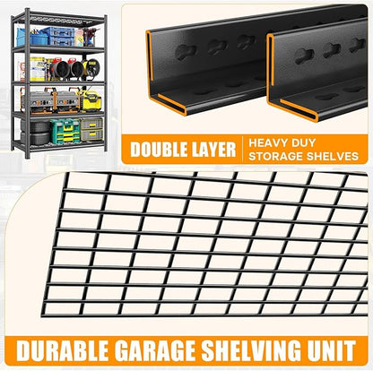 72" H X 48" W X 24" D Heavy Duty Garage Shelving Unit 5 Tier 3500 LBS Storage Shelves Adjustable Industrial Metal Wire Shelf Unit for Garage,Basement,Pantry,Warehouse,Commercial