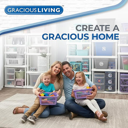 Gracious Living 4 Shelf Fixed Height Solid Light Duty Storage Unit 12 x 24 x 48" Organizer System for Home, Garage, Basement, & Laundry, White