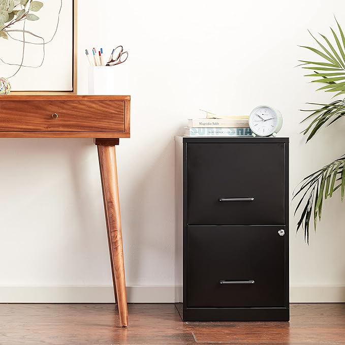 2 Drawer Locking Filing Cabinet | Pre-Assembled Steel Construction | Space-Saving Design is Perfect for Home and Small Office | Letter-Size | Assembled in North America