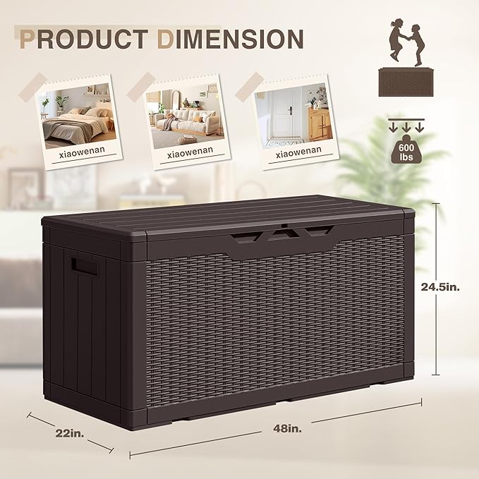 YESHOMY 100 Gal Plastic Storage Bins with Lid Stackable Box Organizers for Living Room, Office, Dorm, 1 Pack, Brown
