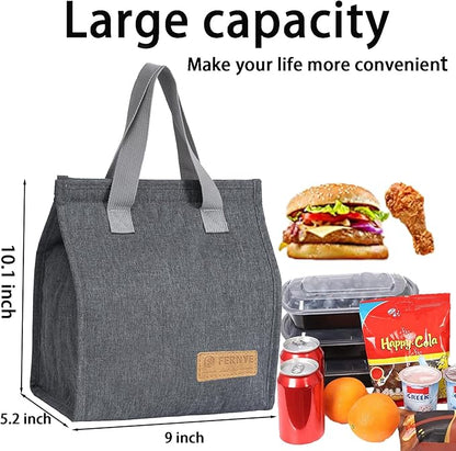 Lunch Bag for Women/Men,Waterproof Reusable Portable Lunch Tote,Lunch Box Bag.Thermal Cooler Bag Ideal for Work/Party/l/Travel/Picnic (Light Gray)