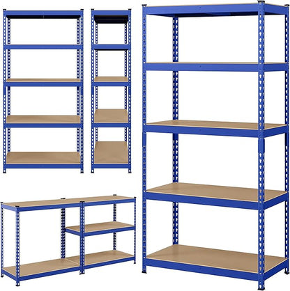 Topeakmart 5-Tier Utility Shelves, Metal Storage Shelves Garage Shelving Unit Adjustable Garage Storage Shelves Storage Racks Heavy Duty Shed Shelving- Blue, 35.5 x 17.5 x 72 Inch