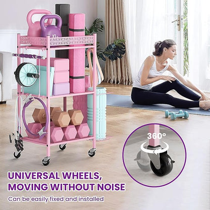Yoga Mat Storage Rack, Home Gym Storage Rack, VOPEAK Workout Storage for Yoga Mat, Foam Roller, Gym Organizer Gym Equipment Storage for Home Exercise and Fitness Gear