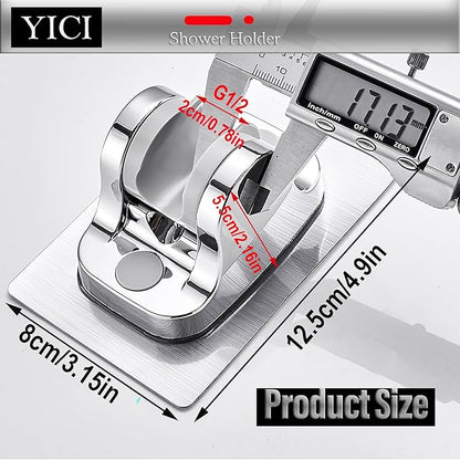 YICI Handheld Shower Head Holder No Drilling 12cm Strong Adhesive Hand Shower Holder Angle Adjustable Adhesive Shower Holder Shower Bracket (2-Pack Silver)