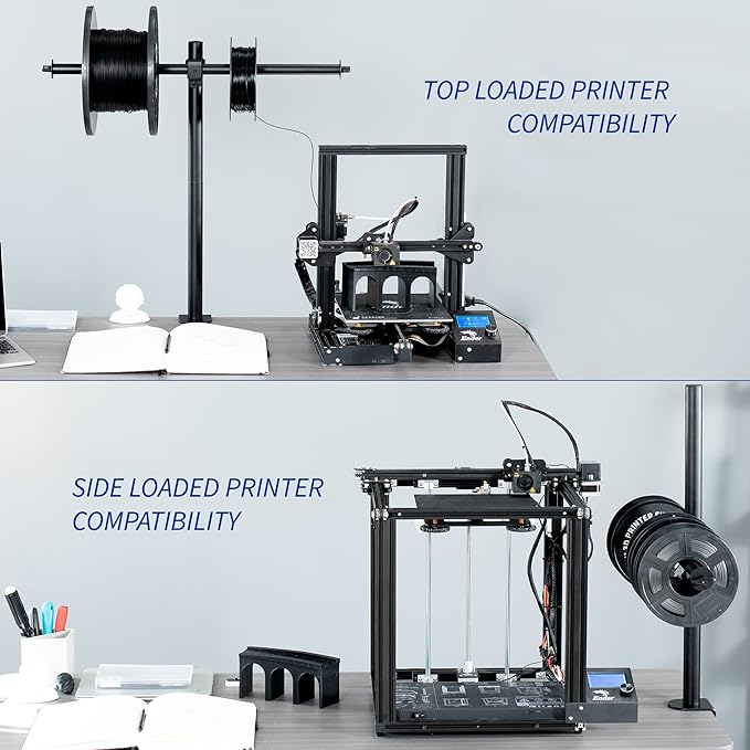 VIVO Clamp-on Steel Filament Holder for 3D Printer, Height Adjustable Spool Support, Holds up to 8 Standard Reels, Black, STAND-3DRH