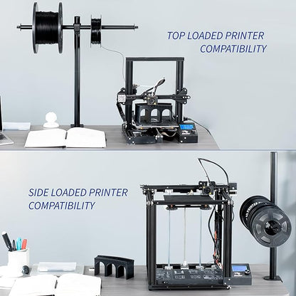 VIVO Clamp-on Steel Filament Holder for 3D Printer, Height Adjustable Spool Support, Holds up to 8 Standard Reels, Black, STAND-3DRH