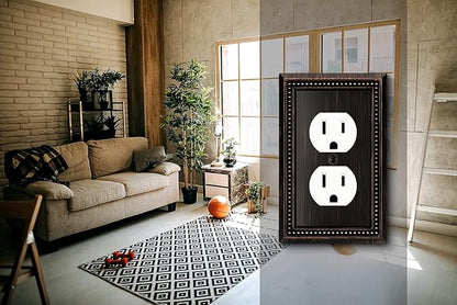 Henne Bery Sunken Pearls Heavy Duty Decorative Wall Plate Switch Plate Outlet Cover (Single Duplex, 3 Pack, Aged Bronze)