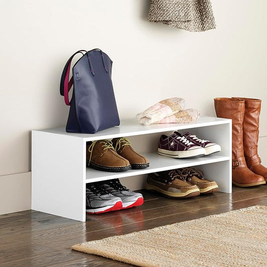 Whitmor Stackable 31" Extra Wide 2-Shelf Storage Organizer, White