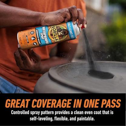 Gorilla Waterproof Patch & Seal Rubberized Sealant Spray, Black, 16 Ounce (Pack of 1) - Seals Out Water, Air, and Moisture