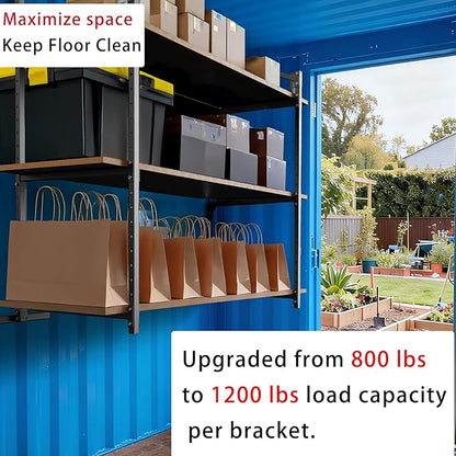 4 Pack Heavy-Duty Shipping Container Shelves with 57"(H) X 18"(W), DIY Adjustable 3-Tier Shipping Container Shelving Brackets, Shipping Container Accessories Universal