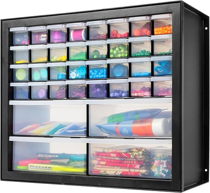 IRIS USA Screw Tool Organizer Small Parts Cabinet Chest, 36-Drawer Hardware Electronics Nuts Bolts Storage Drawers Organization Toolbox Garage Craft Business Teacher Beads Scrapbook Art Hobby - Black