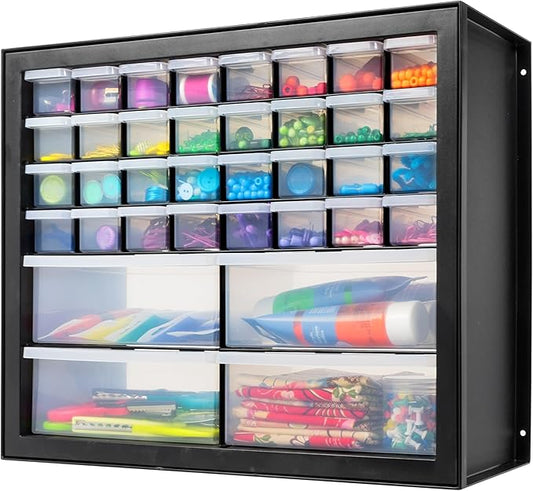IRIS USA Screw Tool Organizer Small Parts Cabinet Chest, 36-Drawer Hardware Electronics Nuts Bolts Storage Drawers Organization Toolbox Garage Craft Business Teacher Beads Scrapbook Art Hobby - Black