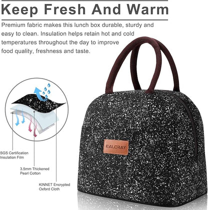 BALORAY Lunch Bag for Women Men Insulated Lunch Box for Adult Reusable Lunch Tote Bag for Work, Picnic or Travel (Black Starry)