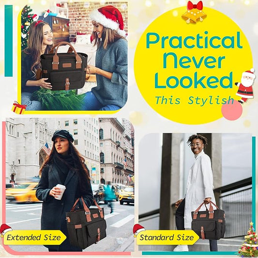 KIPBELIF Cute&Classy Roomy Insulated Lunch Bags for Women - Stylish & Functional Large Tote Adult Lunch Box for Working & Picnic(Extra Large,Classic Black)