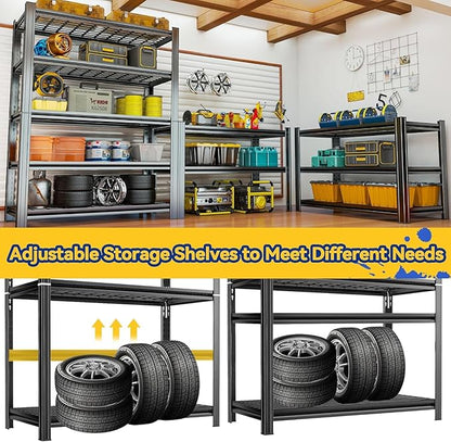 Metal Wire Garage Shelving Unit, Heavy Duty Adjustable Storage Shelves, Steel Shelving, 3000 lbs Capacity, Industrial Shelves for Heavy Tools and Equipment, 5Tier-47.2" Wx 23.6" Dx 71.2" H