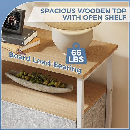 DUMOS TV Stands for Living Room with 8 Drawers, Tall 8-Drawer Chest of Drawers with Raised Shelf, Storage Tower with Fabric Bins for Organization, Hallway Storage, Light Grey