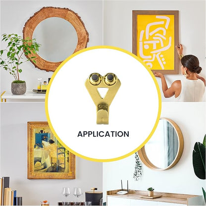 OOK 50616 Professional Picture Hangers, Art Hangers, Padded, Brass, Reusable Picture Hooks, 50lb (10 set)