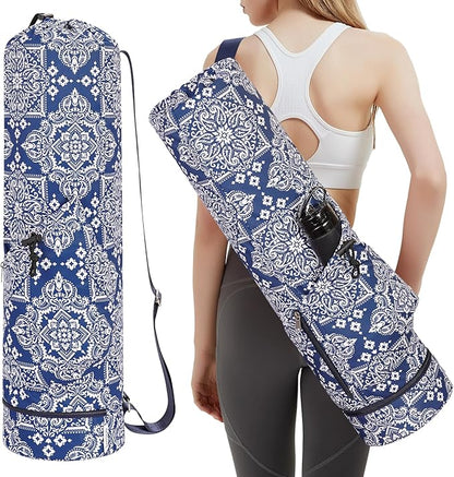 sportsnew Yoga Mat Bag with Water Bottle Pocket and Bottom Wet Pocket, Exercise Yoga Mat Carrier Multi-Functional Storage Bag, Patent pending