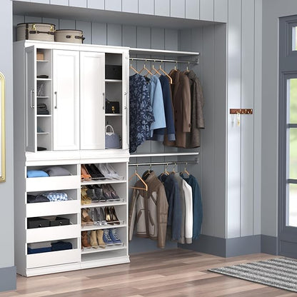 ClosetMaid Modular Storage Shelf Unit with Angled Shoe Shelves, White
