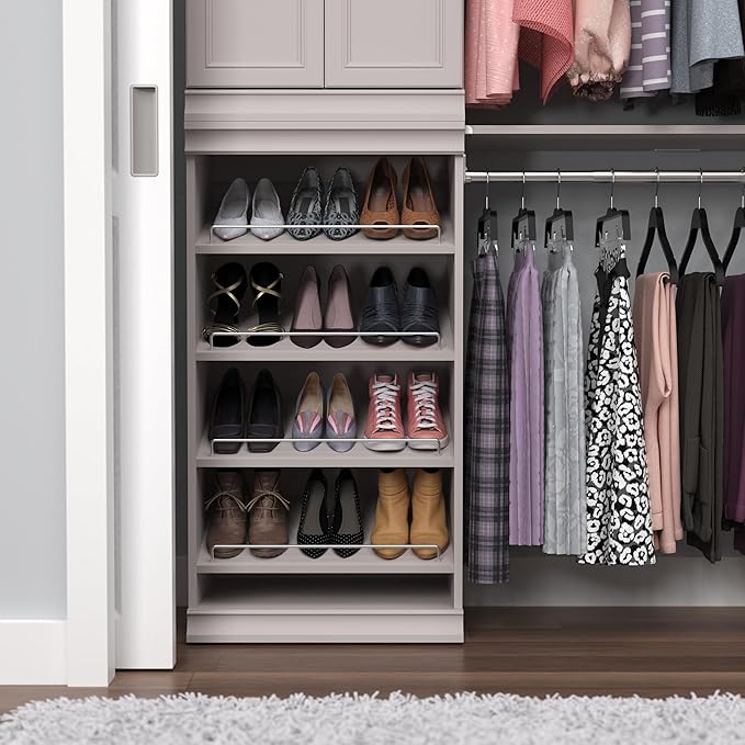 ClosetMaid Modular Storage Shelf Unit with Angled Shoe Shelves, Taupe