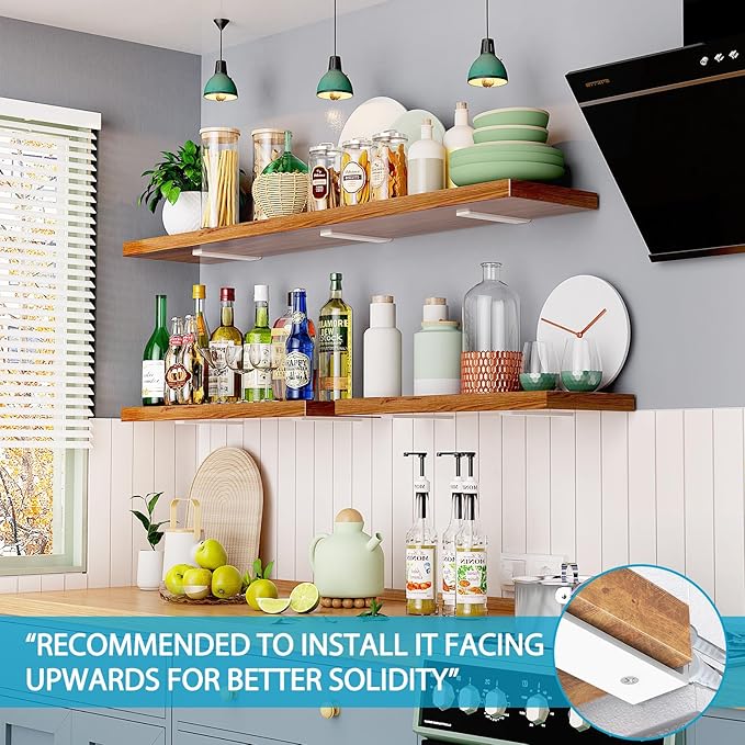 Goovilla Heavy Duty Floating Shelf Brackets, 8 Inch, 4 Pack, White, Steel, Wall Mount