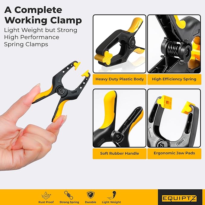 Spring Clamps 3 inch - 20 Pack Clamps for Backdrop Stand, Tarps, Crafts & Pool Cover with 1.5 Inch Mouth Opening - Small Clamps for Photography Studio with Non-Detachable Jaw Pads