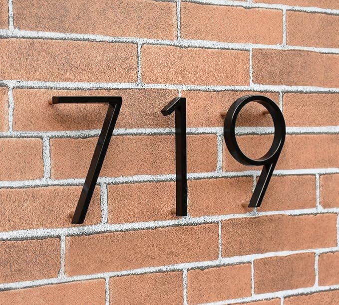 5" Stainless Steel Floating House Number, Metal Modern House Numbers, Garden Door Mailbox Decor Number with Nail Kit, Coated Black, 911 Visibility Signage (0)