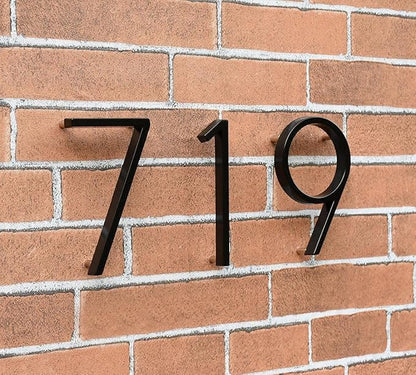 5" Stainless Steel Floating House Number, Metal Modern House Numbers, Garden Door Mailbox Decor Number with Nail Kit, Coated Black, 911 Visibility Signage (0)