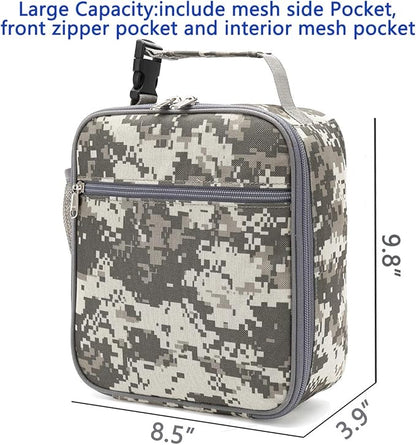 FlowFly Lunch box Insulated Soft Bag Mini Cooler Back to School Thermal Meal Tote Kit for Girls, Boys (DigitalCamo)