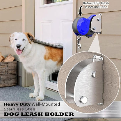 Heavy Duty Retractable Leash Wall Mount,Secure Dog Parking Station for Hands-Free Convenience,Rustproof&Chewproof Tie Out Hook,Indoor-Outdoor Safety Anchor for All Dog Sizes