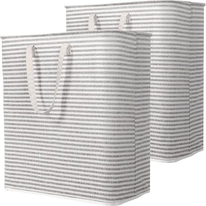 Lifewit 2 Pack Laundry Basket 100L Each, Collapsible Clothes Hamper with Reinforced Handles, Freestanding Waterproof Design for Bedroom and Laundry Room, Grey 200L Total