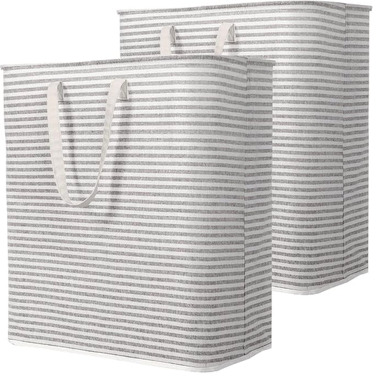 Lifewit 2 Pack Laundry Basket 100L Each, Collapsible Clothes Hamper with Reinforced Handles, Freestanding Waterproof Design for Bedroom and Laundry Room, Grey 200L Total