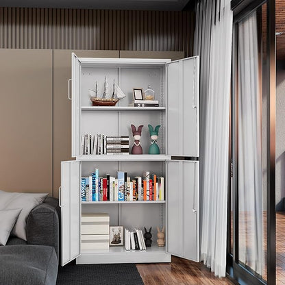 Metal Storage Cabinets with Locking Doors,71" Tall Garage Cabinet with 3 Adjustable Shelves, Lockable Steel Office Storage Caninet Tool Cabnet for Home Office,Garage, Pantry