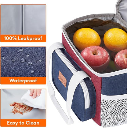 Lifewit Medium Lunch Bag Insulated Lunch Box Soft Cooler Cooling Tote for Adult Men Women, White and Red and Blue 12-Can (9L)