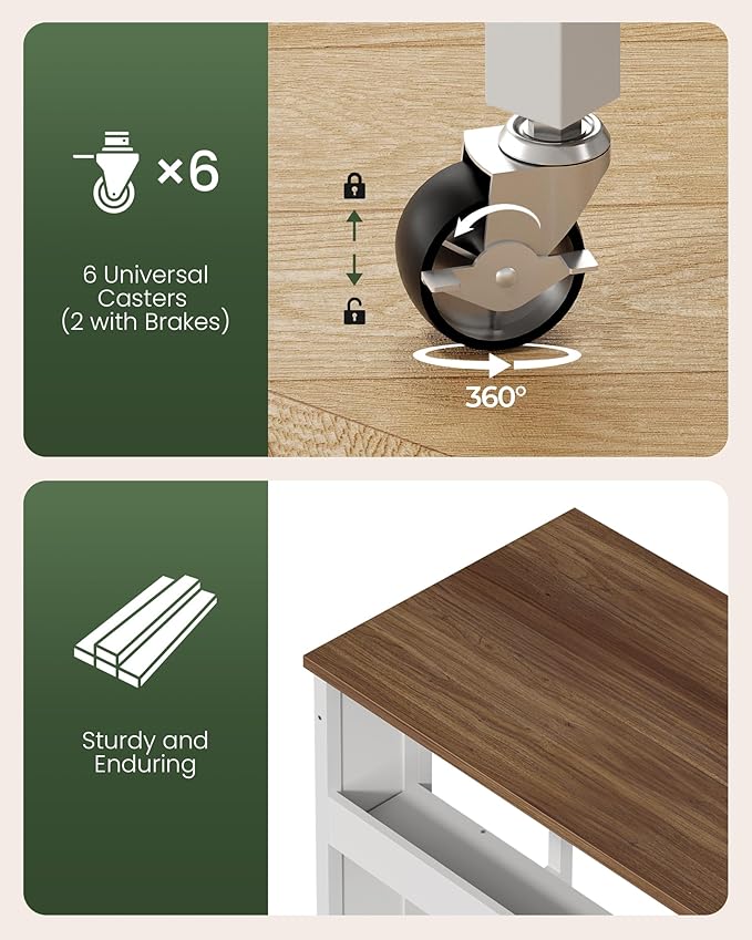 31.5" Modern Folding Computer Desk with Power Outlets, Wheels, Storage, Perfect for Small Spaces Rustic Brown and White TDN01UWL