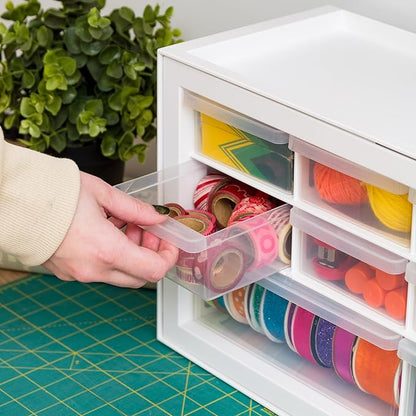 IRIS USA Small Drawer Organizer Storage, 2-Pack, 10-Drawer Craft Cabinet for Screws Hardware Art Supplies Small Parts Nuts Bolts Nails Tool Container, Drink Packet Water Flavor Packet Organizer, White