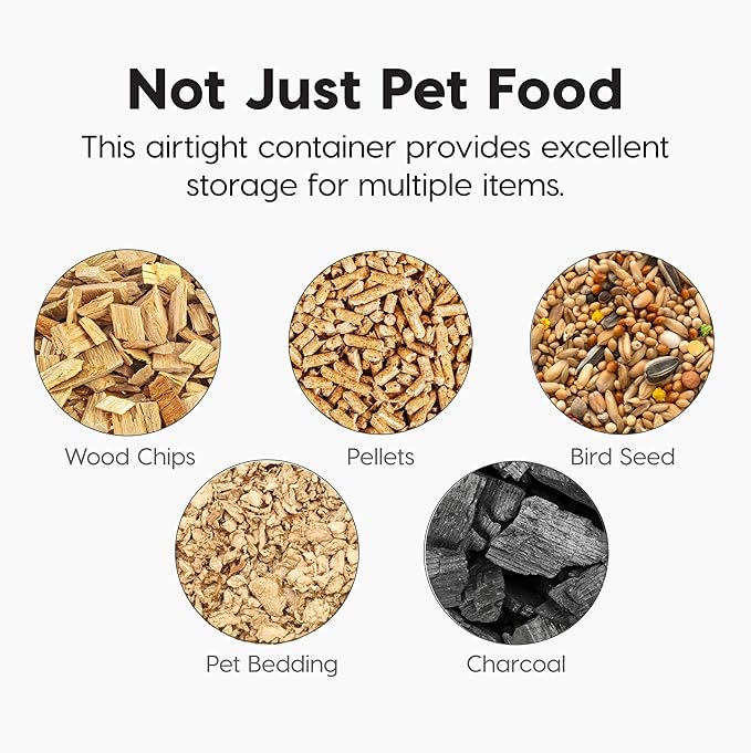 IRIS USA Dog Food Storage Container 58 lbs, Attachable Wheels, for Dog Cat Birds and other Pets, Food Storage Bin, Keep Fresh, Easy Mobility, BPA Free - Made in the USA, Almond/Pearl