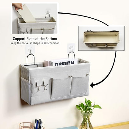2pcs Large Wall Hanging Storage Bag, Door Closet Linen Fabric Pockets Organizer, Waterproof Multi Functional for Living Room Bedroom Bathroom Kitchen Office RV Camper with Hooks Grey