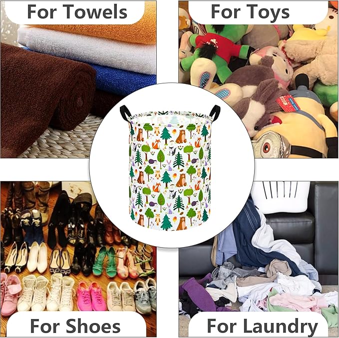 Kids Animal Laundry Basket Nursery Hamper Storage Bins Gift Basket Clothes Organizer Toy Box Large Canvas Collapsible Chest for Home/Dorm/Kitchen/Pet/Office/Closet/Shelf/Room Decor