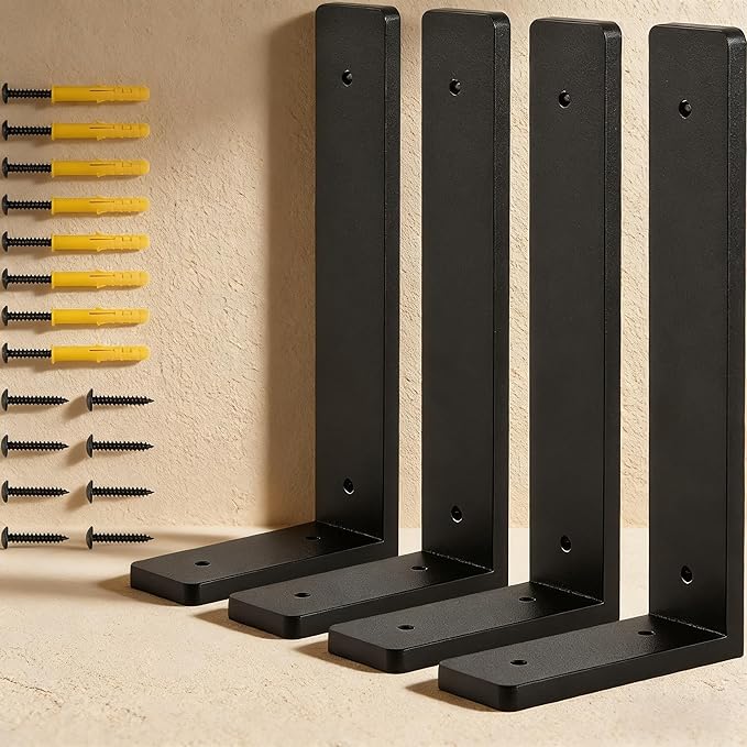 8 INCH x 4 INCH Shelf Support Bracket Heavy Duty, L Shelf Brackets ,max Load 88lbs, , Metal Brackets for Shelves, Counter Bracket ,Corner Brace,Pack of 4. (8 '' x 4 '' L-Shape)