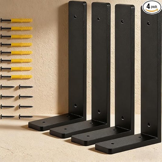 8"x 4"Shelf Brackets, die-cast Formation, Vertical Angle, Premium Alloy Metal Heavy Duty Shelf Bracket, high Strength Mounting Hardware Included, Corner Brace Joint,Pack of 4 ,8 INCH x4 INCH(No Beam)