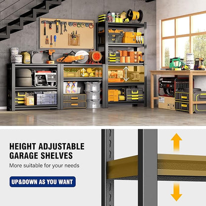 Garage Shelving Unit,Rustproof Heavy Duty Storage Shelves,Adjustable Metal Steel Utility Shelf,Easy Assembly,Garage Storage Organize Rack,for Tools,Basement,Warehouse(5-Tier 72"Hx47.3"Wx23.6"D)