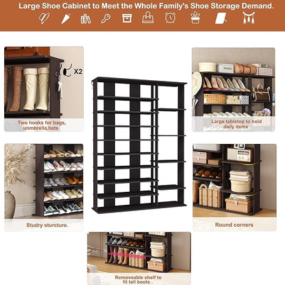 HOMEFORT 10 Tiers Shoe Rack, 50 Pairs Large Shoe Shelf, 61.8" Tall Shoe Tower, Freestanding Shoe Rack Organizer with Open Shelves, Wood Shoe Stand for Boot Storage, for Closet, Entryway, Espresso