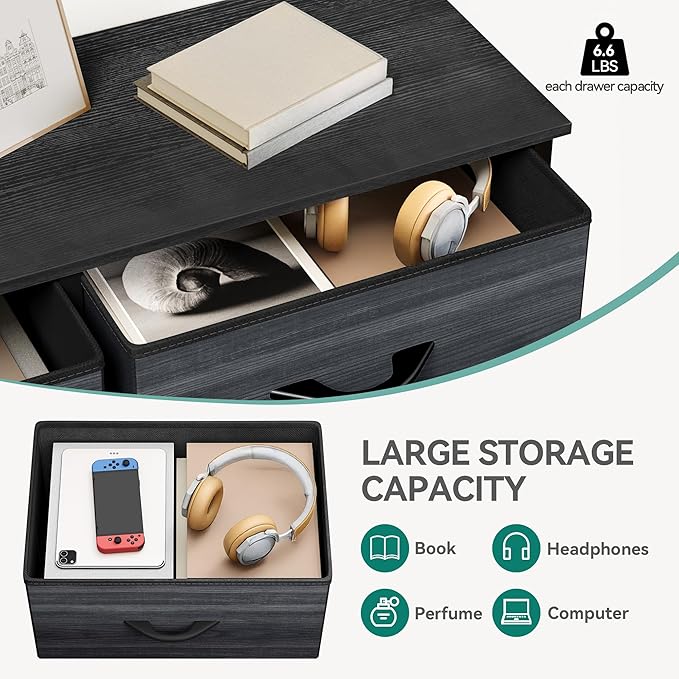 YITAHOME Dresser with 8 Drawers - Fabric Storage Tower, Organizer Unit for Bedroom, Living Room, Hallway, Closets - Sturdy Steel Frame, Wooden Top & Easy Pull Fabric Bins, Burlywood Grain