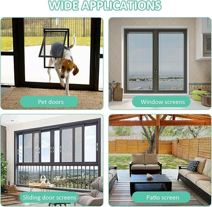 48x102 Inch Window Screen Replacement, DIY Adjustable Pet-Proof Patio Screen, Anti-Mosquito Window Screen Mesh for Porch and Sliding Doors